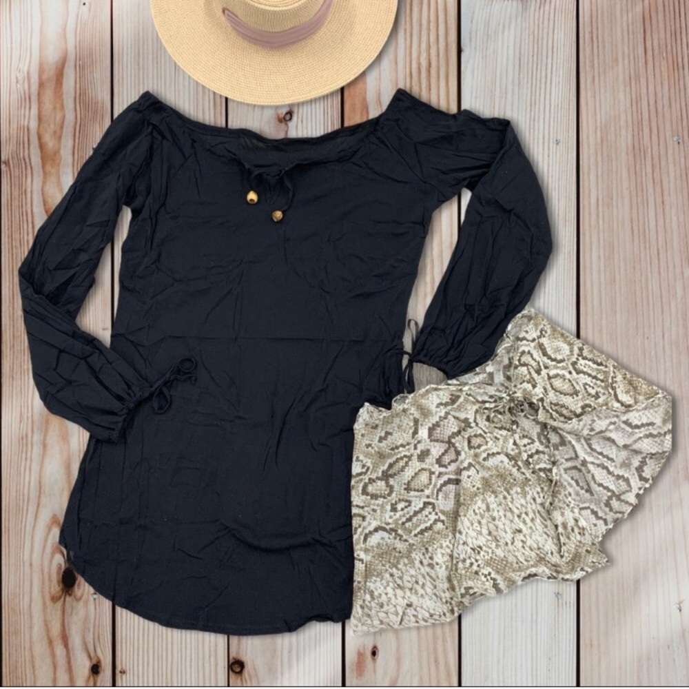 NWT Cia Maritima & Agua Doce CoverUp Bundle snakprint Skirt & Long Sleeve Top